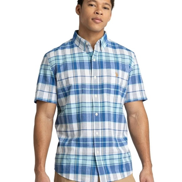 U.S. Polo Assn. Other - U.S. Polo Assn. Blue and White Plaid Casual Button Down Shirt